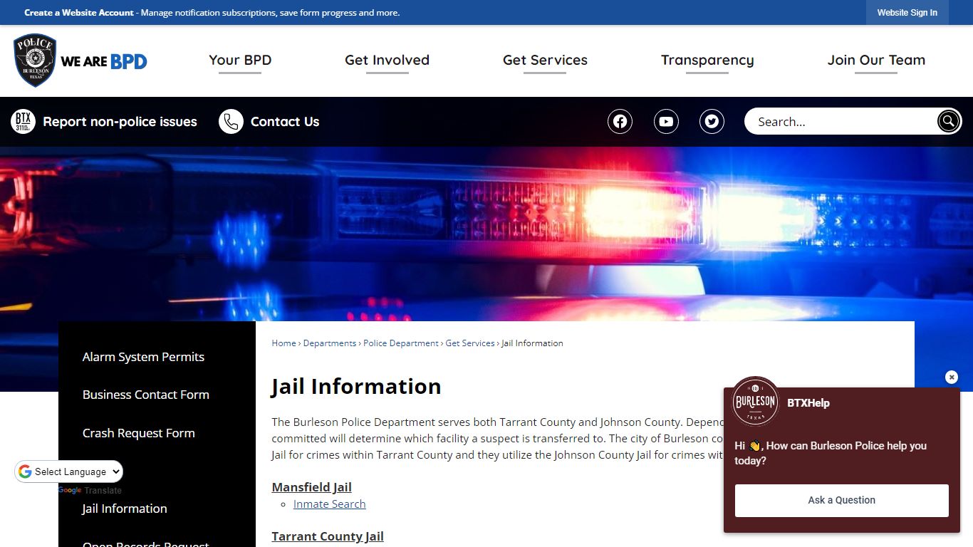 Jail Information | Burleson, TX - Official Website