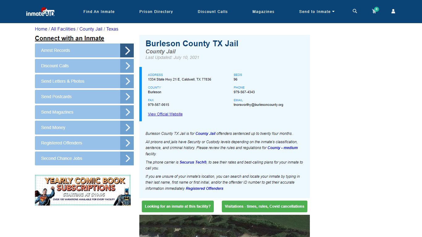 Burleson County TX Jail - Inmate Locator - Caldwell, TX